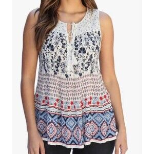 Bila Women's Sleeveless Floral Print‎ Multicolor Bohemian Peasant Size Medium